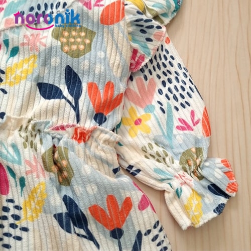 خرید پیراهن نوزادی دخترانه مدل گل بهاری تا 2 سال پردیس از سایت نورونیک
