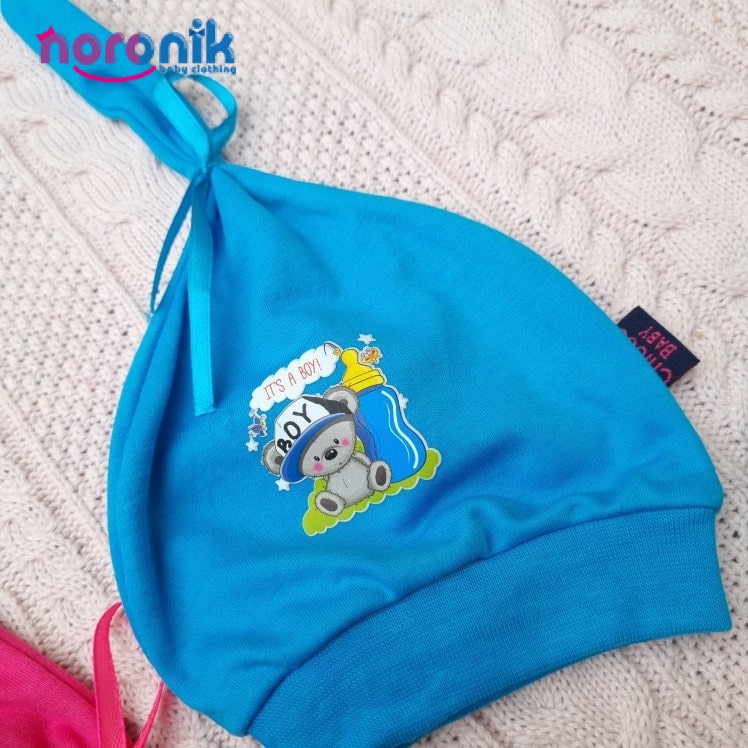 خرید کلاه نوزادی دخترانه و پسرانه آبی از نورونیک